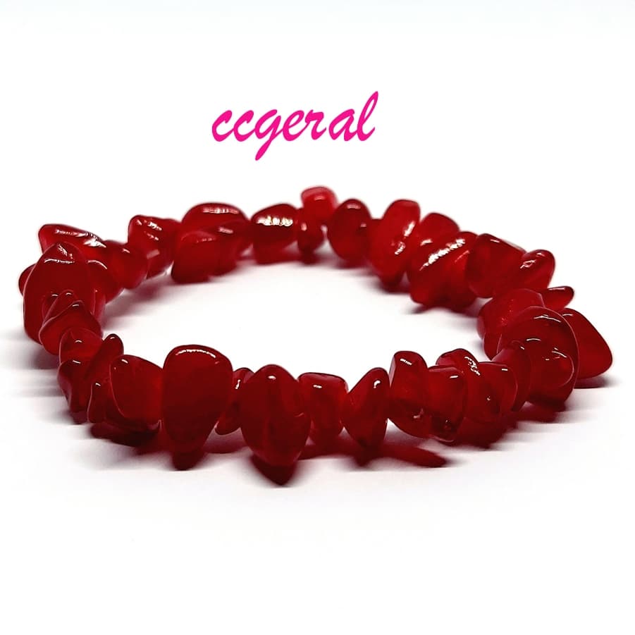 Pulseira Cascalho Ágata Vermelha Moda