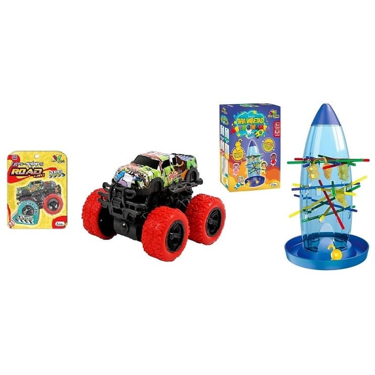 COMBO COM 2 SUPER JOGOS(TIRA VARETA CAI ASTRONAUTA+CARRO MONSTER POWER 4X4 FRICÇAO)PRESENTE CRIANÇA