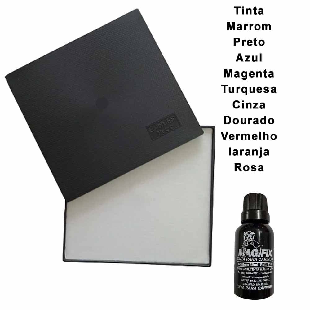 kit carimbeira almofada para carimbo grande com tinta
