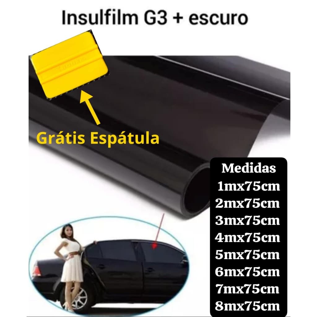 Pelicula tipo Insulfilm Automotivo e Residencial G3 Escuro – Para Vidros, Janelas, Portas e Blindex