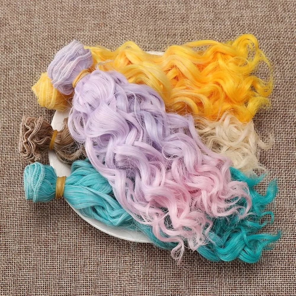 Cabelo Liso e enrolado p/ Boneca Tamanho 15cm