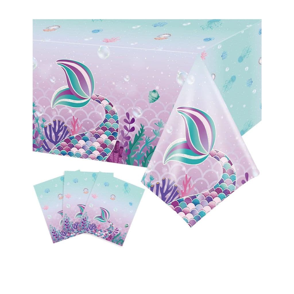 Toalha Plástica Sereia De Mesa Decorativa Festa Aniversário