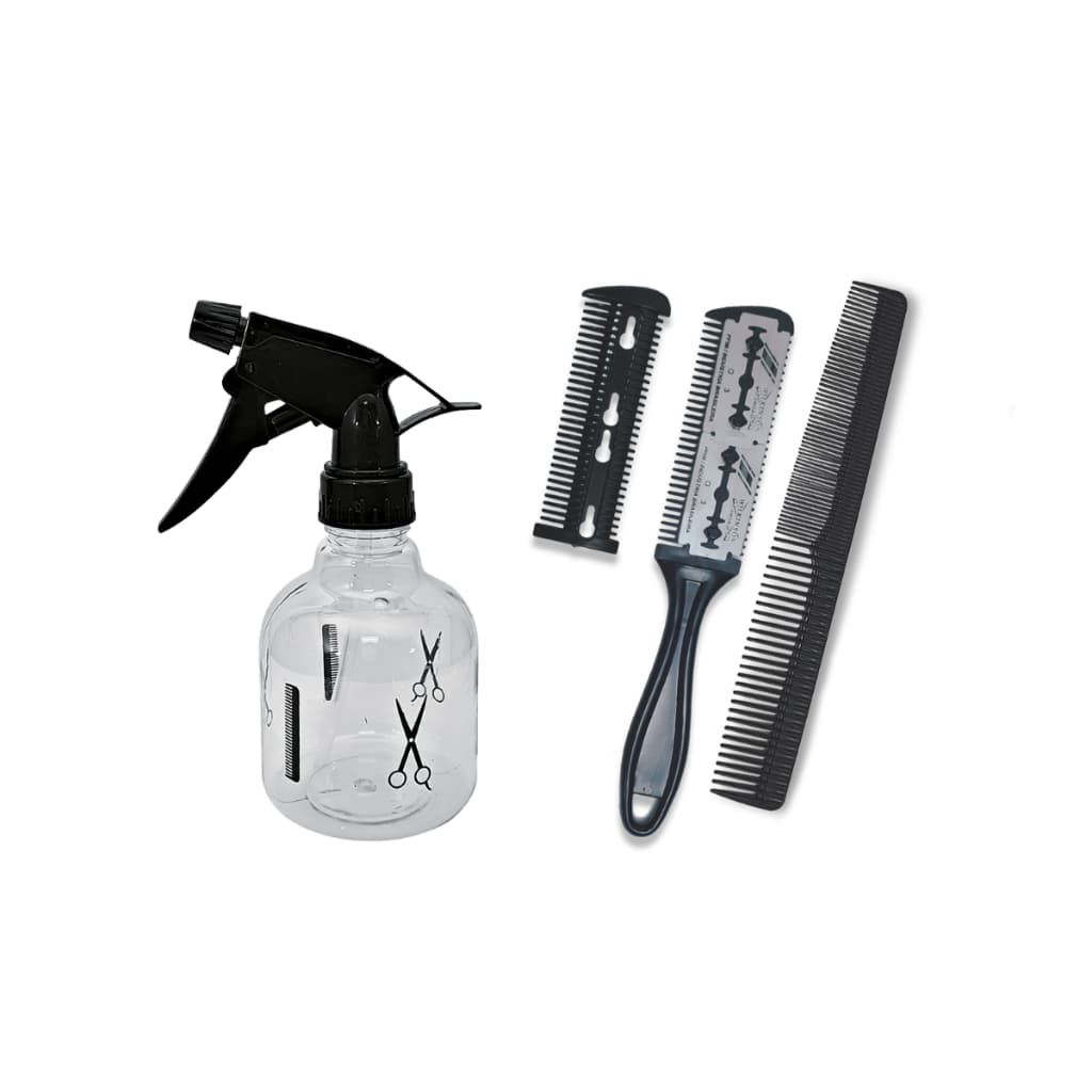 Kit Borrifador Spray Pulverizador + Pentes Cabeleireiro Barbeiro Cabelo