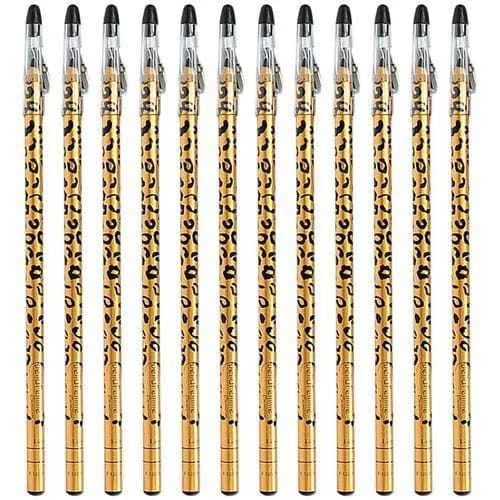 Kit com 12 lápis de olho preto Bella Femme  estilo onça