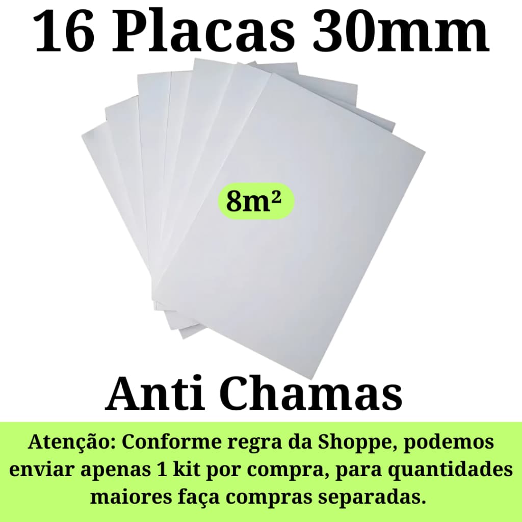 16 Placas de Isopor Eps Antichamas Isolamento Termico 1000x500x30mm F1 T1