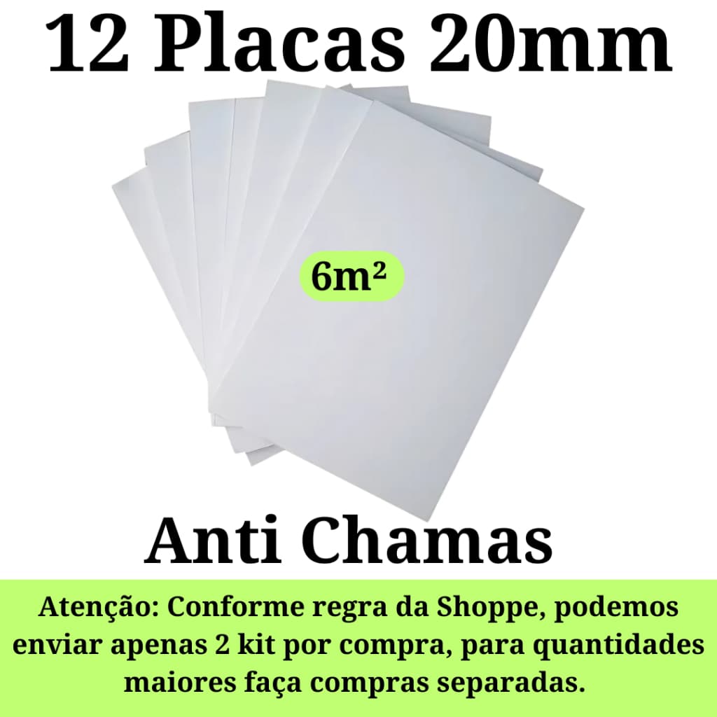 Kit 12 Placas de Isopor Eps Antichamas Isolamento Termico Acustico Espessura 1000x500x20mm (2cm)