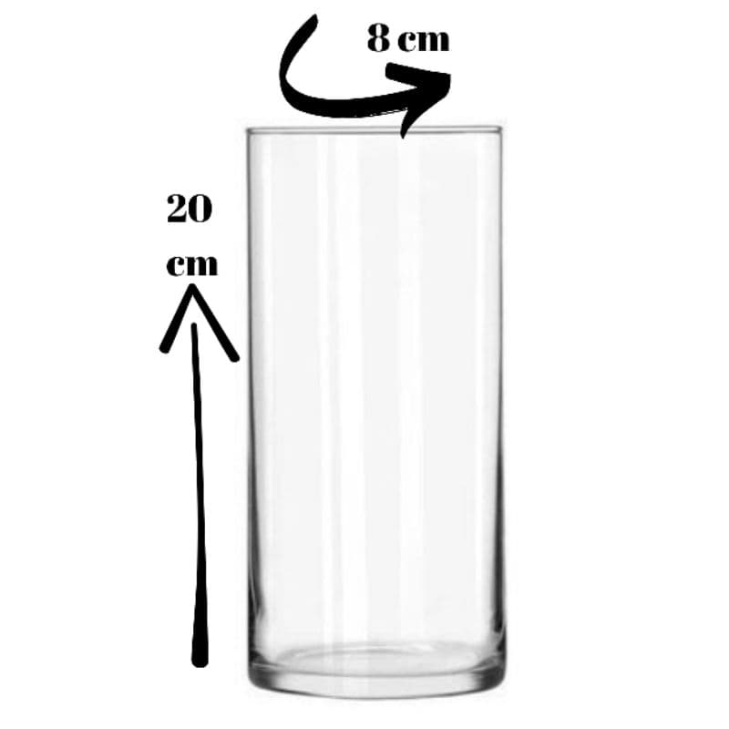 Vaso de Vidro Cilíndrico 20x08 Transparente Tubo para Decoração para quarto /sala/cozinha