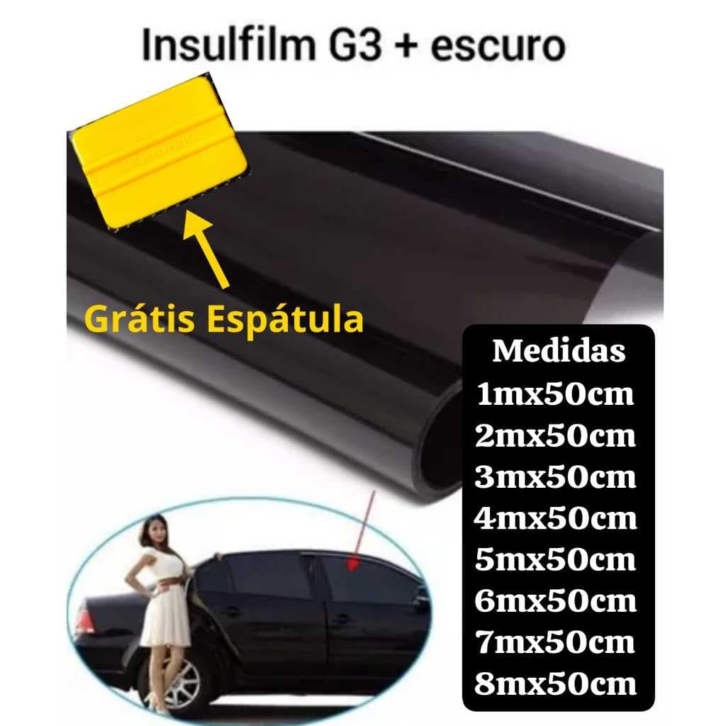 Película tipo insulfilm G3 escuro- Automotivo e Residencial para vidros, Janela, Portas, blindex