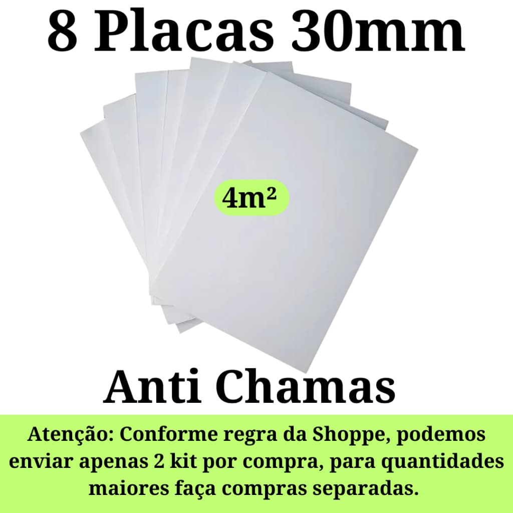 Kit 8 Placas de Isopor Eps Antichamas Isolamento Termico 1000x500x30mm F1
