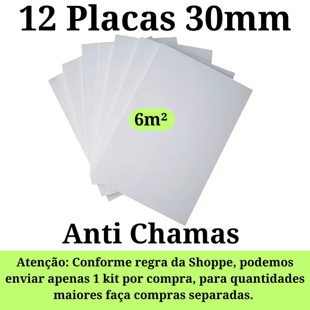 Kit 12 Placas de Isopor Eps Antichamas Isolamento Termico 1000x500x30mm F1