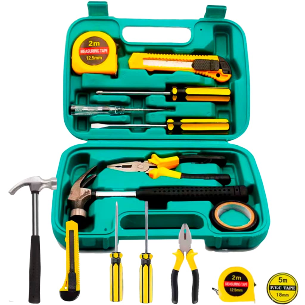 Kit Jogo Ferramenta Caixa Maleta 9 Peças Multiuso Portátil uso domestico
