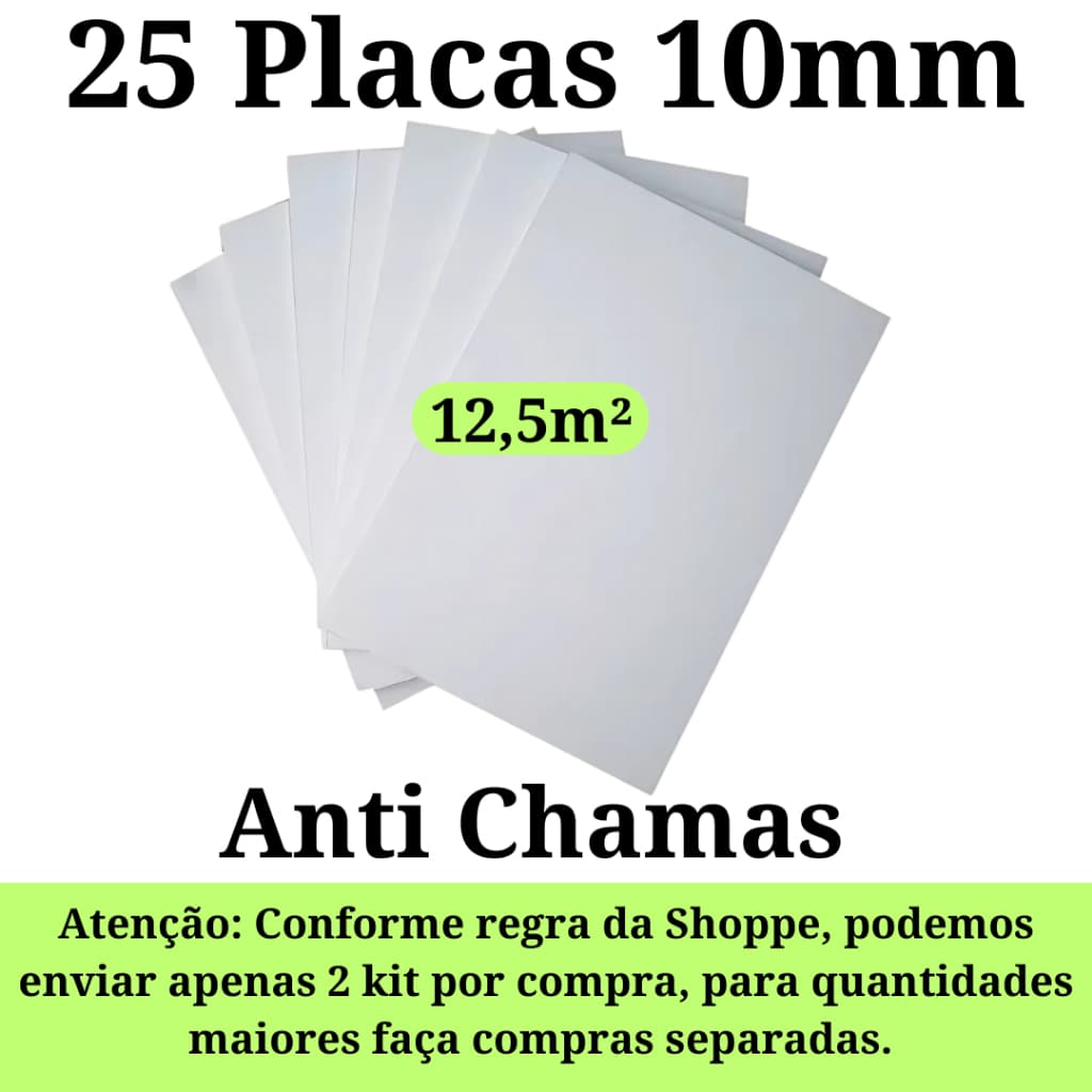 Kit 25 Placas de Isopor Eps Antichamas Isolamento Termico Acustico 1000x500x10mm 12,5 M²