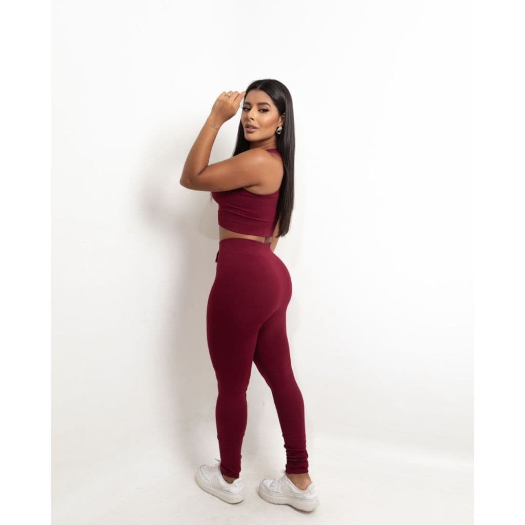 Conjunto Feminino Canelado Poliamida Grossa Esportivo Importado