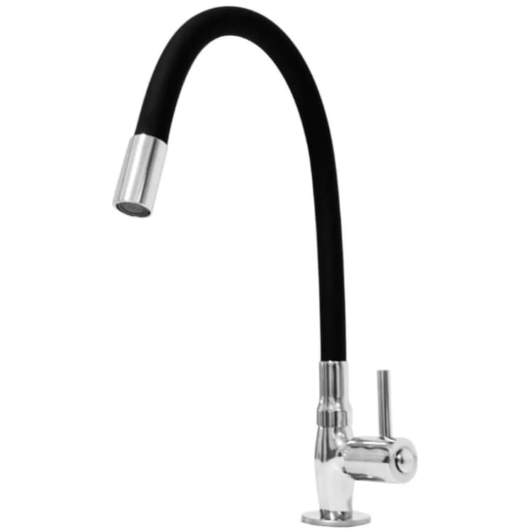 Torneira De Bancada Cozinha Gourmet Flexível Preta Metal e Abs