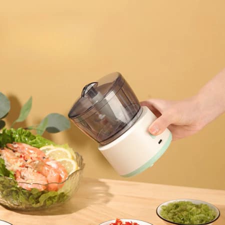Mini Processador Elétrico Moedor Carne Vegetais Alho Fruta Amendoim Recarregável USB 250ml
