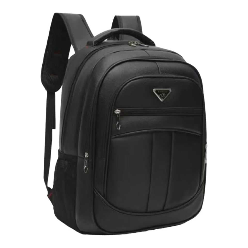 Bolsa Mochila Masculina Feminina Impermeável De Couro Reforçada Notebook Escolar Usb Cor Preto