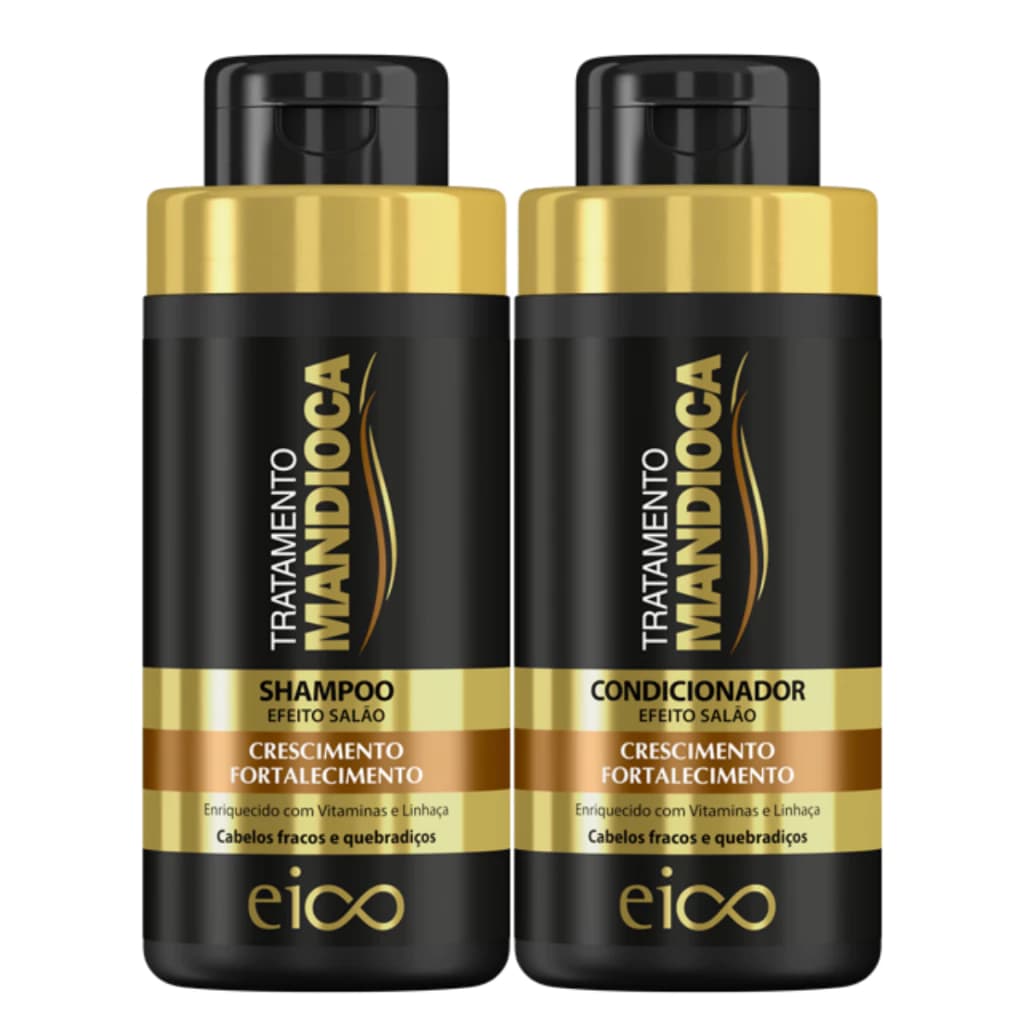 Tratamento Mandioca Shampoo Sem Sal e Condicionador 450ml Fortalecimento Crescimento