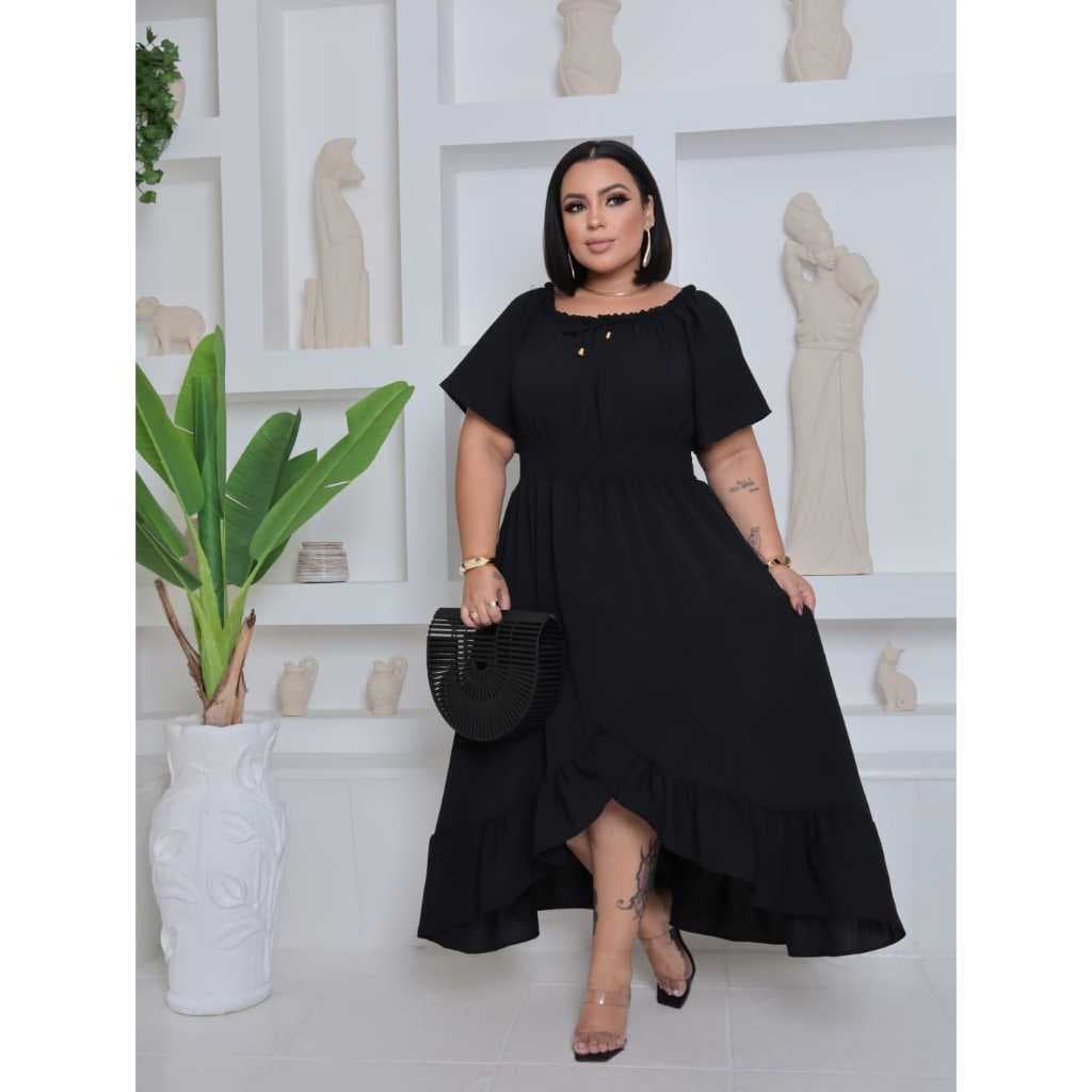 Vestido Longo Femenino Plus Size Tamanhos Grandes G1 G2 G3