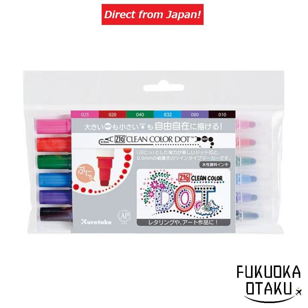 ZIG Clean Color Dot Conjunto Básico 6 Cores (TC-61006V)【Direto do Japão】