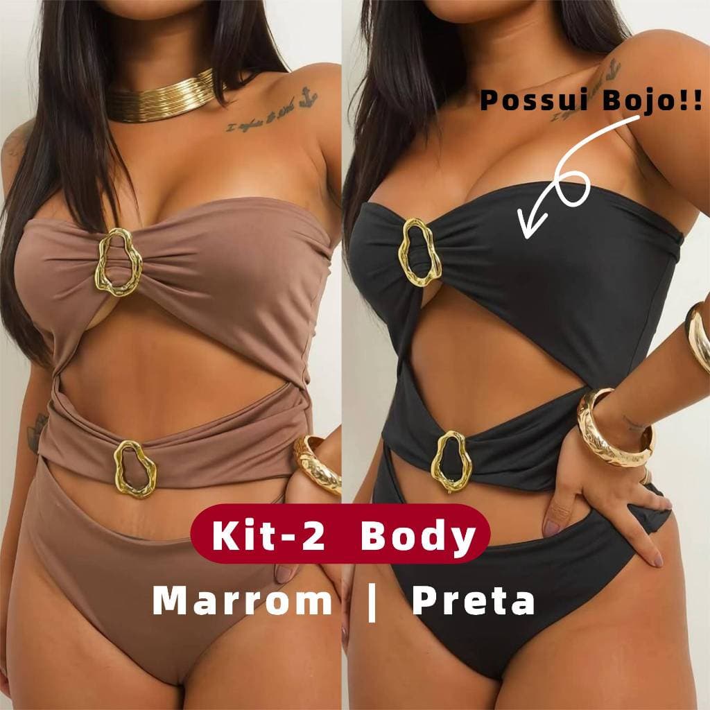 Body feminino Kit-2  Tomara Que Caia fivela / Maiô bori feminino com detalhe orgânico premium