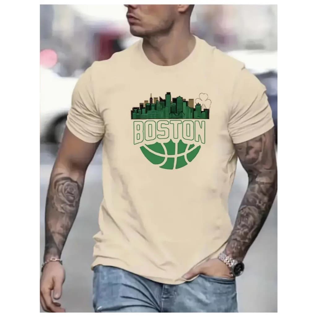 Camiseta Masculina Casual Algodão Premium Boston