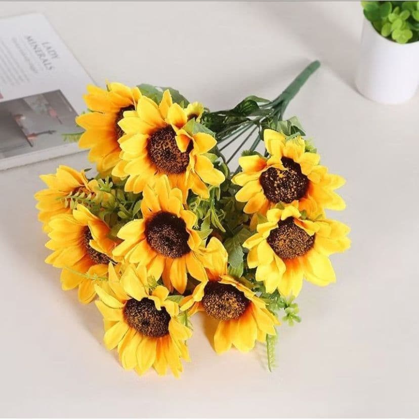 3 Buque De Girassol Com 5 Flor Flores Decoração Decoração