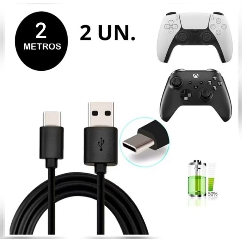 Cabo Carregador Dados Turbo Reforçado Tipo-c Para Controle PS-5 XBOX SÉRIES S E  X De 2 Metros XC-CD-144