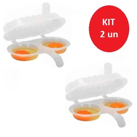 KIT 2 Formas Cozinha Ovo Omelete Direto No Microondas Pratico Limpo 2 em 1 MELHOR PREÇO 18,5x15x6cm Nitron