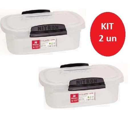 KIT 2 Potes Ultra Forte Com Travas Laterais MELHOR PREÇO Grande Porta Mantimentos Cozinha 4L Nitron