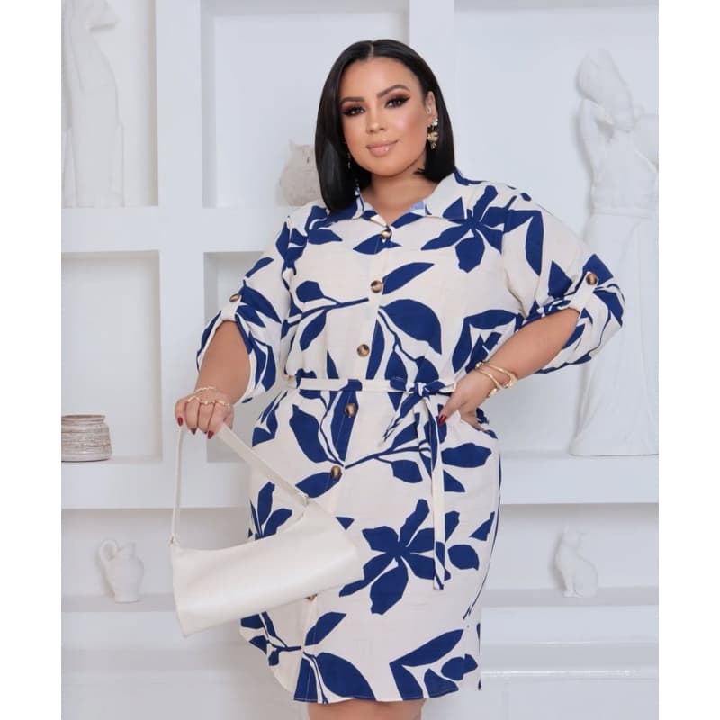 Chamise Plus Size Camisa Vestido Social Tecido Duna  Viscolinho