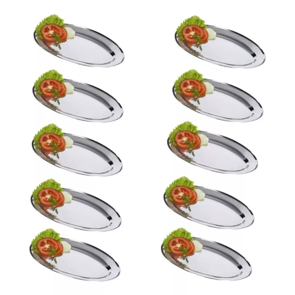 Kit Bandejas Travessas Inox Oval Restaurante Porção Atacado Bom Preço