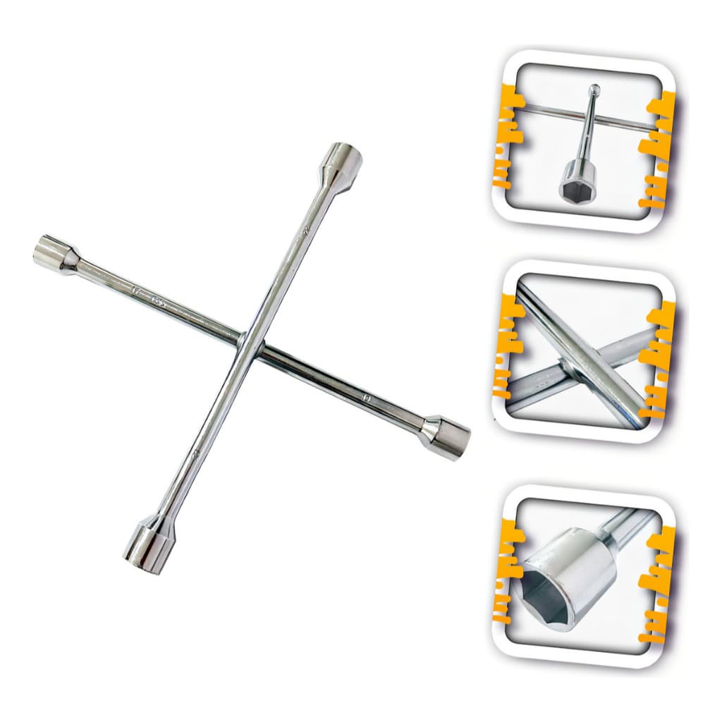 Chave De Roda Cruz 4 Bocas Aço P/ Borracharias Borracheiro - Idea