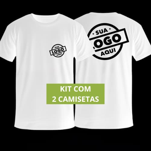 KIT 2 Camisetas Brancas Personalizadas com Estampa Da Sua Escolha - 100% Algodão Premium