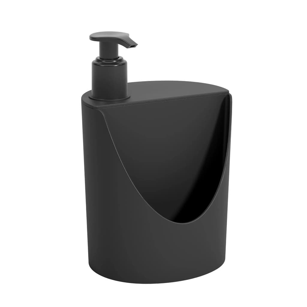 Dispenser Porta Detergente com Suporte Esponja Preto Single Coza 600ml