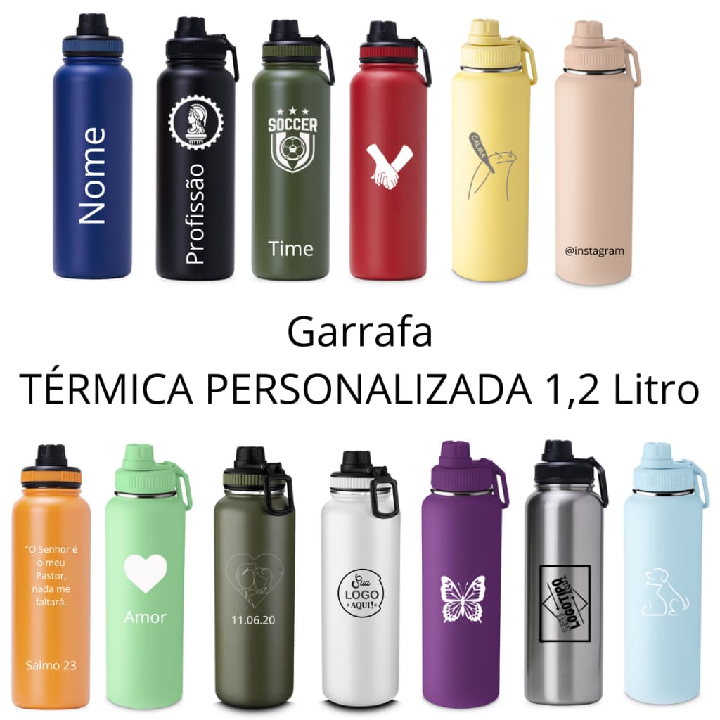 Garrafa TÉRMICA PERSONALIZADA 1,2L times nome presentes luxo famosa filho filha home office academia escritório direito