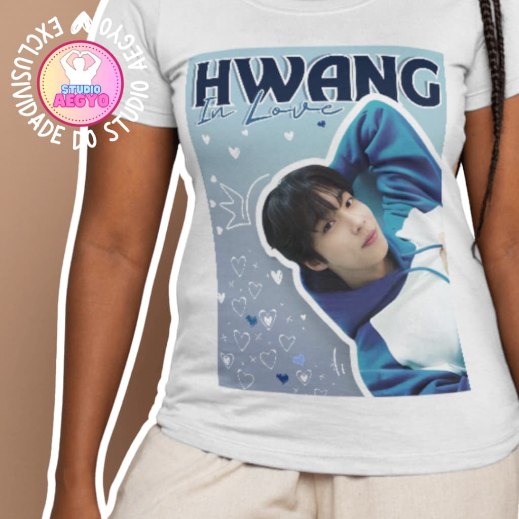 Camiseta HWANG IN YEOUP - 100% poliéster,  tecido branco - P, M, G, GG e XG