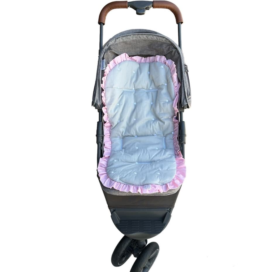 Capa para Carrinho de bebê Premium Cinza com Rosa Menina