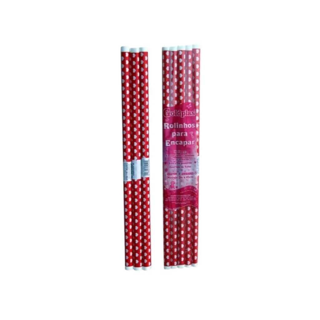 Plástico Para Encapar Vermelho - Coração 45cmx2m C/5
