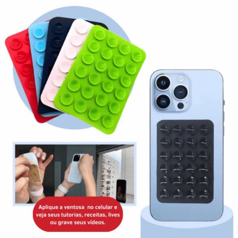 Capinha Ventosa Celular Suporte Em Silicone Varias Cores