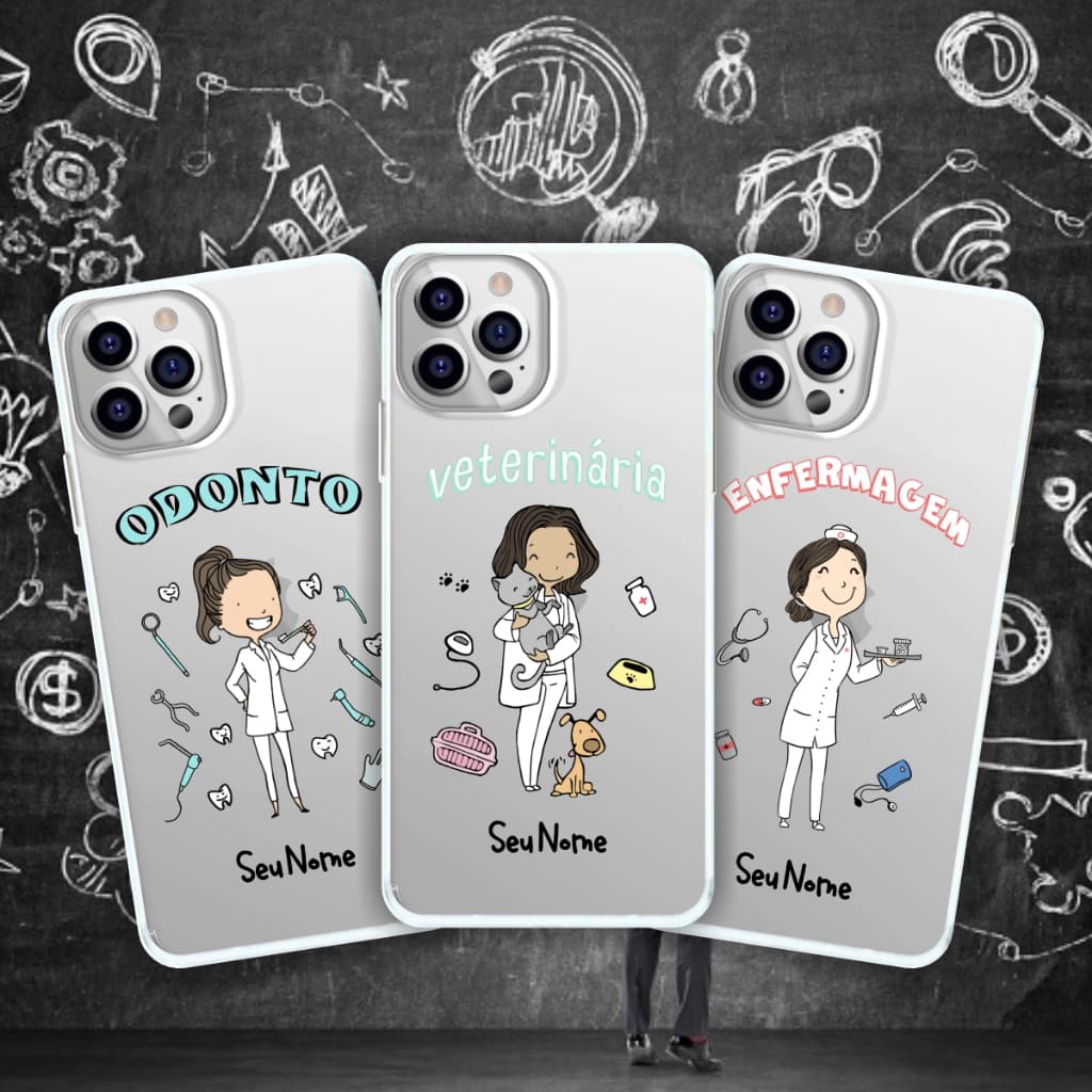 Capa de celular Profissões capa personalizada Profissão Fisioterapia Odonto Enfermagem capinha