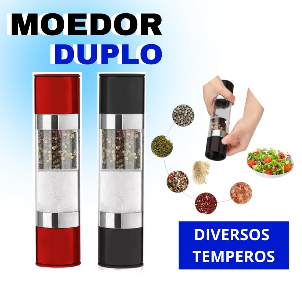 Moedor de Pimenta Sal e Temperos 2 em 1 Condimentos Cozinha Churrasco