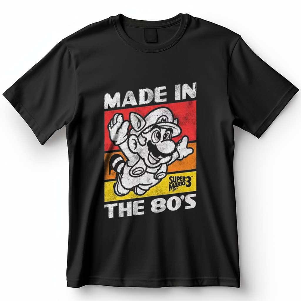 Camiseta Made in the 80's   Referência retrô a Super Mario Bros 3 Blusa Camisa 100% Algodão
