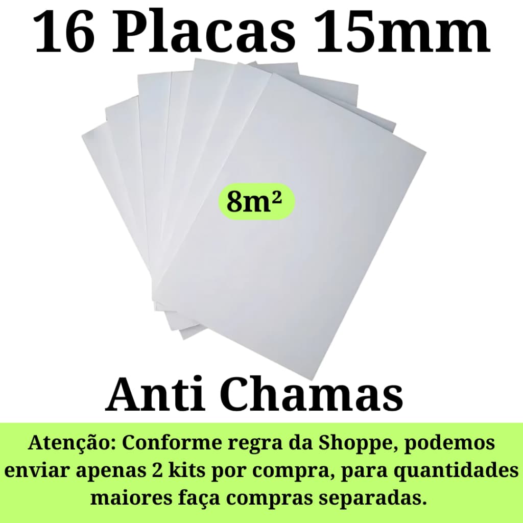 Kit 16 Placas de Isopor Antichamas Isolamento Termico Acustico 1000x500x15mm (1,5cm )