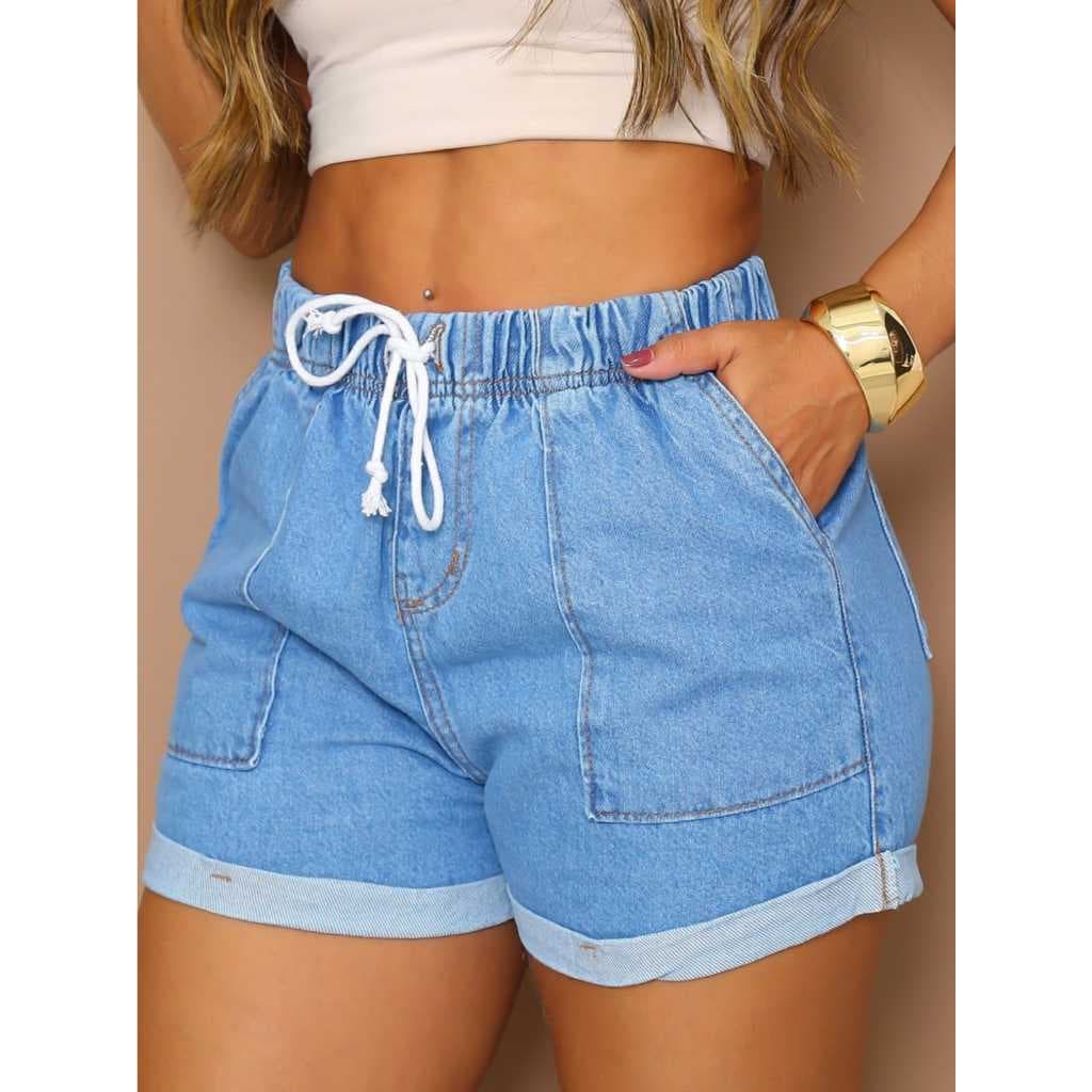 Short Jeans Feminino com Cordão