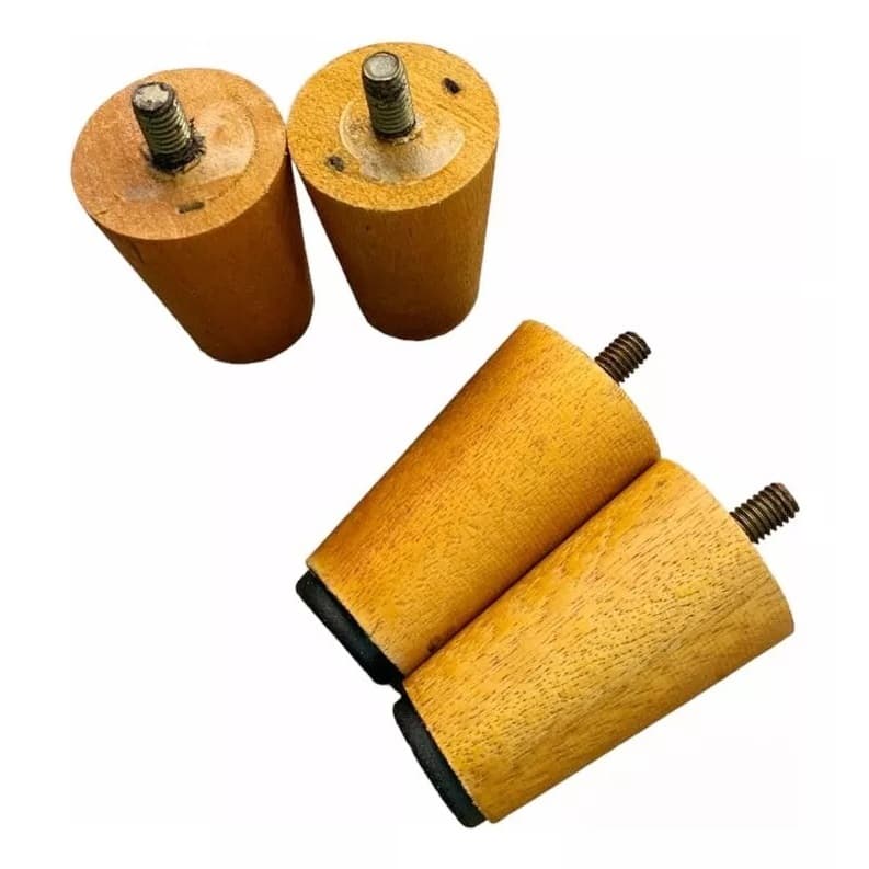 4  Pé Pezinho De 7 Cm Cama Box Moveis Madeira Cor Mel