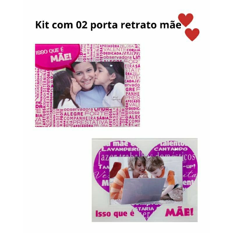Kit com 02 porta retratos de vidro para dia das Mães