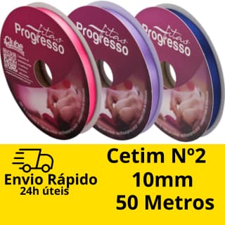 Fita de Cetim Progresso Nº2 10mm Rolo com 50 metros
