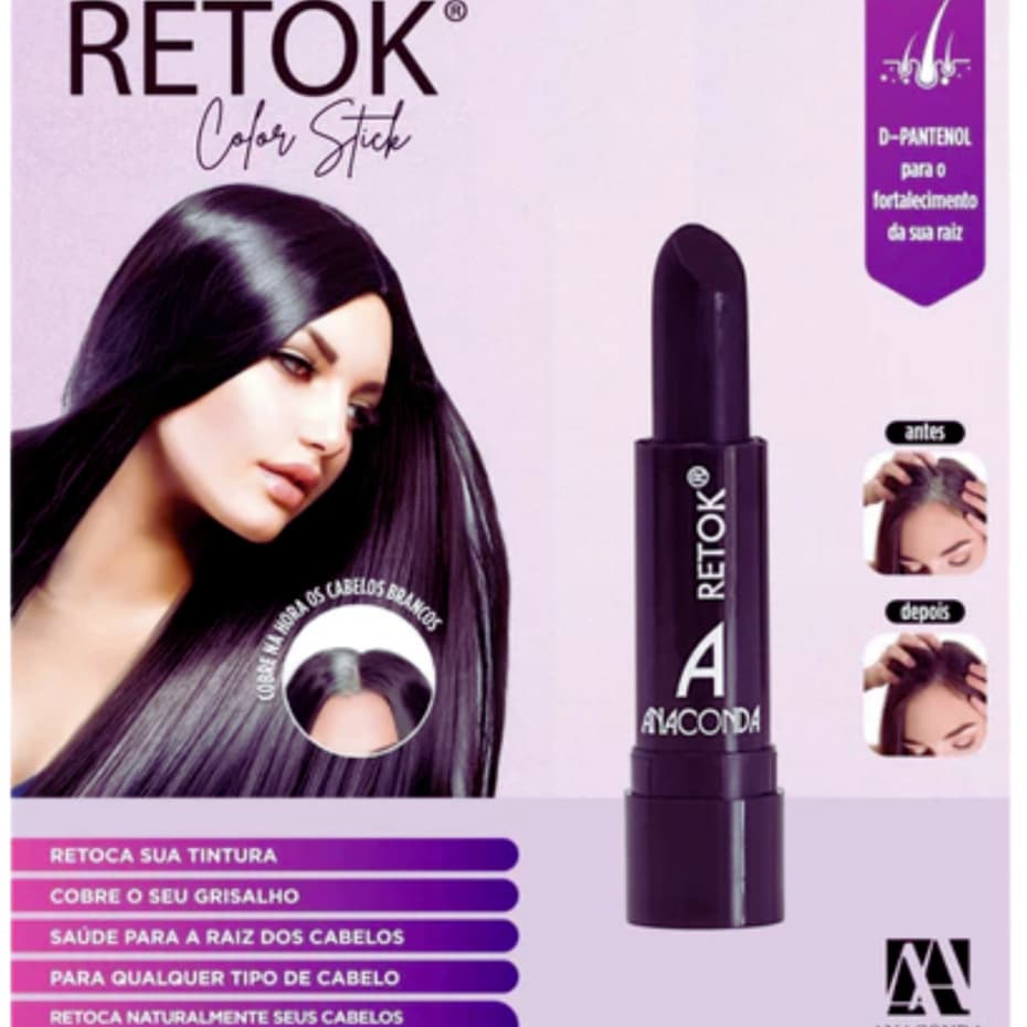 Batom Retoque de Raiz para Cabelo e Barba Preto Anaconda 3g