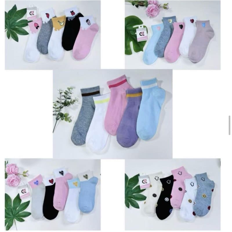 kit 6-12 MEIA ALGODAO Kit Pares Meia Feminina Cano Curto Estilosas Com Estampa Variadas Tamanho 35-40