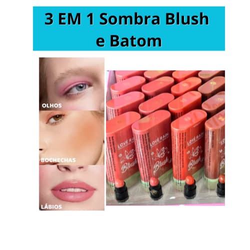 Blush On The Glow Bastão/Stick Creme 3 em1 Sombra/Blush e Batom Rosto, Lábios Bella Angel/Lové Rain